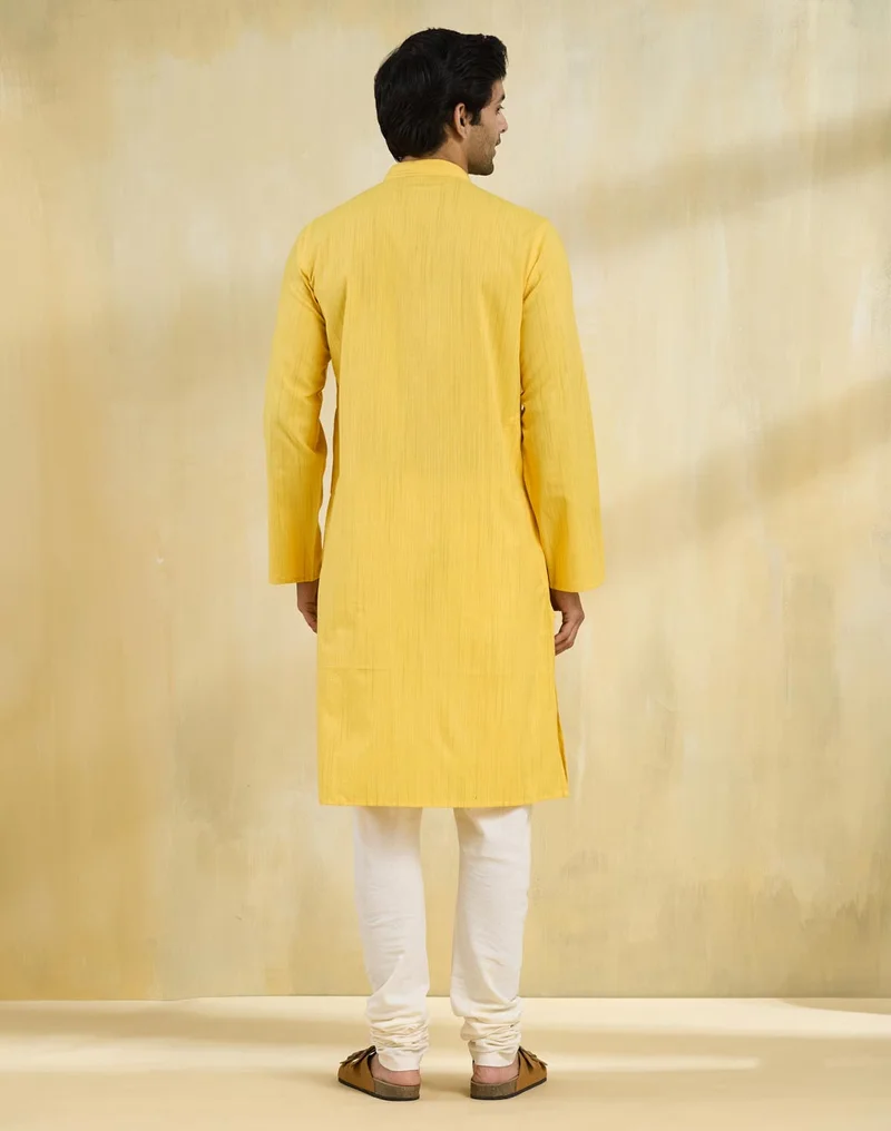 Fabindia Yellow Cotton Long Kurta