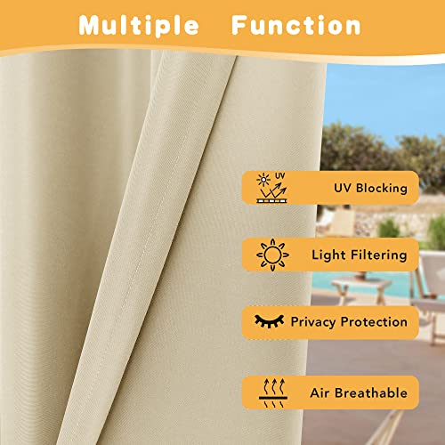 HolidayIdeas Outdoor Curtains for Patio Waterproof, 4 Panels - 54 x 84 Inch - Privacy Protection & Light Filtering Curtains Cream Grommet Outside Curtains for Porch, Gazebo, Pergola, Backyard - Image 3