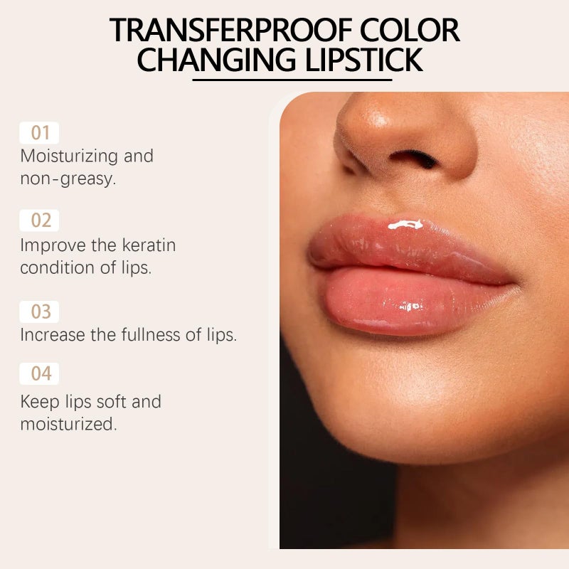 REATIFUL Transferproof Color Changing Lipstick for Women,Ph Lipstick Color Changing,Clear Lip stick That Changes Color,Long Lasting 24 Hours Moisturizing Glossy Shine Lip Gloss for Women (1pcs) - Image 4