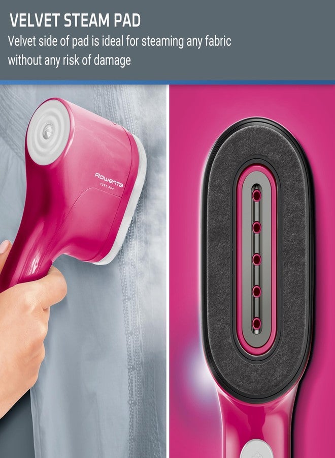 Rowenta, Steamer for Clothes, PurePop Handheld Steamer, 1.5Lbs, 15 Second Heatup, 2.3 Oz Capacity, 1150 Watts, Ironing, Pink Clothes Steamer, Vacation Essentials, Travel Must Have, DR2023 - Image 4