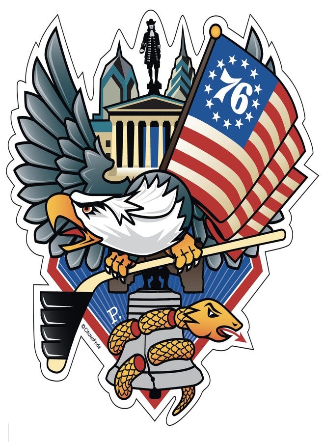 Citizen Pride Philadelphia Crest, Sticker Decal die Cut Vinyl, 4.75x5, Made in USA - Image 1