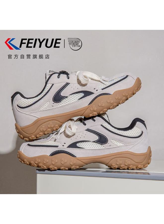 Feiyue Official Women's Sports Shoes Summer New Versatile Thick-soled Casual Sneakers For Women Gray Beige Black Size 36