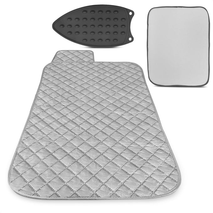 PORTABLE IRONING MAT FOR TABLE TOP FOLDABLE IRONING PAD FOR TABLE 398 X 181 WITH 4LAYER HEATRESISTANT FABRIC MAGNETIC EDGES EASY TO STORE DESIGNED FOR SMALL SPACES QUICK IRONING