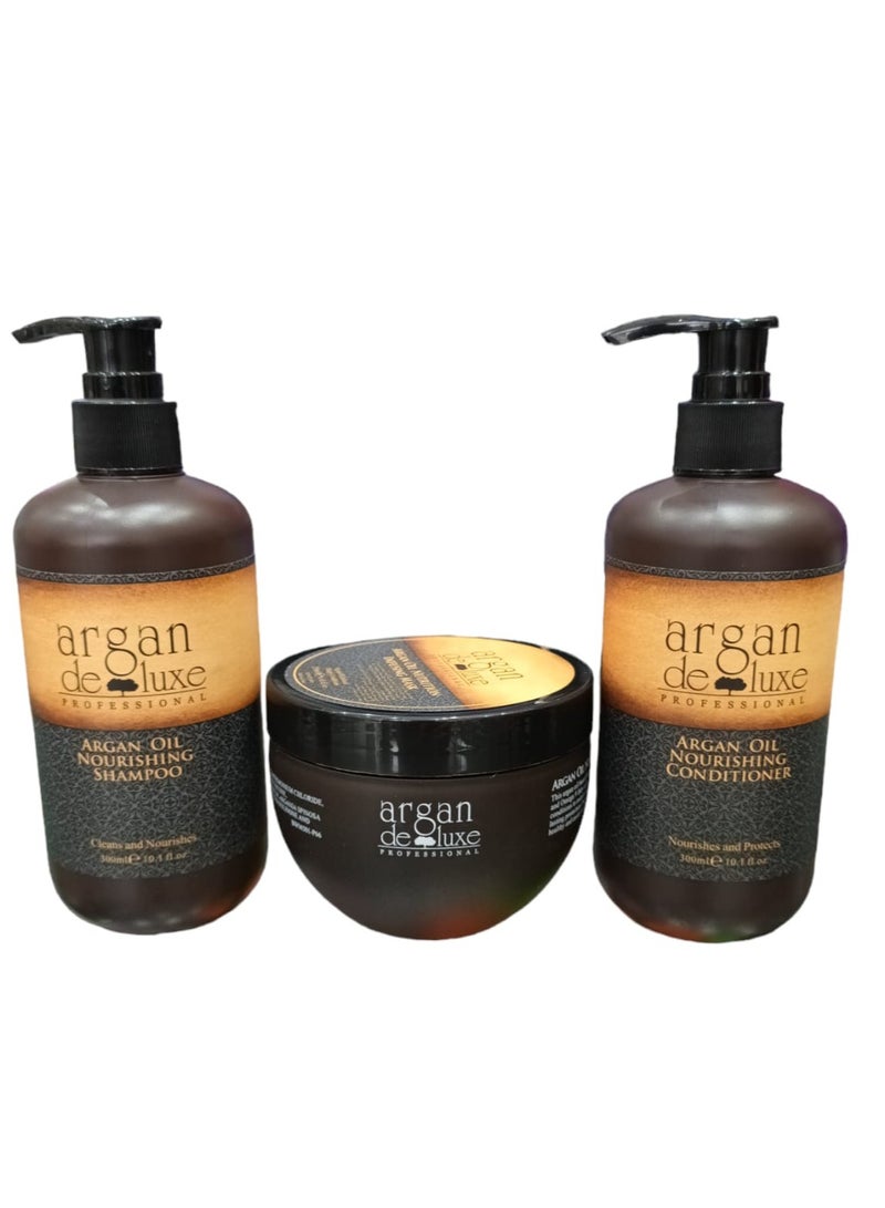 argan de luxe Argan Deluxe Luxury Shampoo and Conditioner With Moroccan Argan Oil 300 ml with Mask 250 ml - Image 1