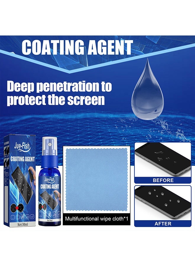 JUE FISH Coating Agent,Multifunctional Nano Screen Hydrophobic Coating Liquid with Cleaning Cloth for Phone Tablet Laptop Screen Protection,30ml - Image 3