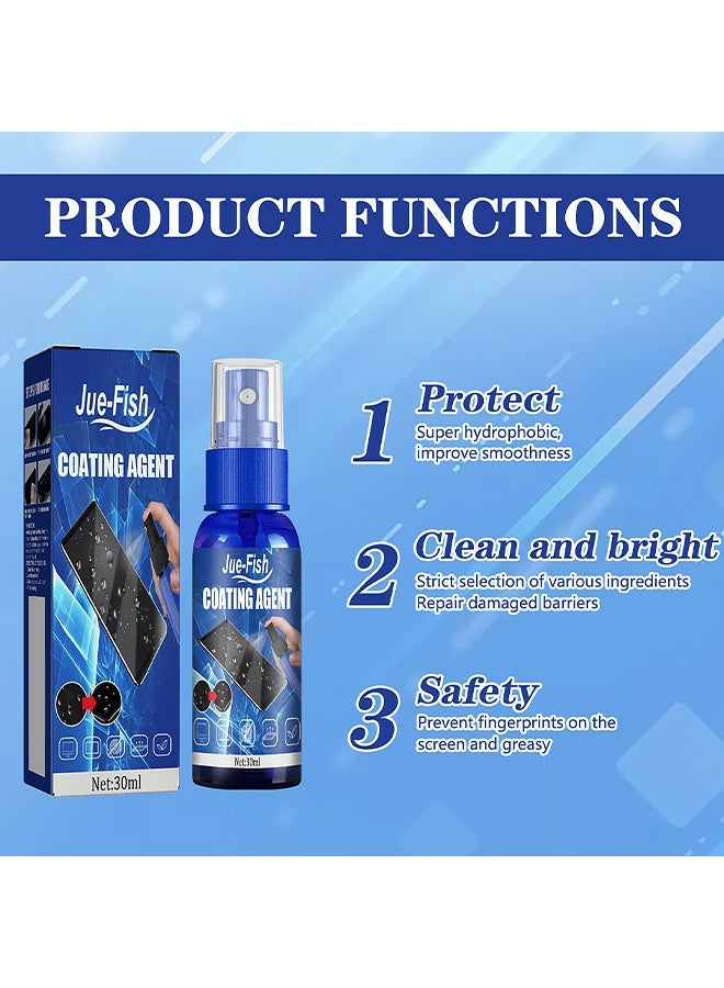 JUE FISH Coating Agent,Multifunctional Nano Screen Hydrophobic Coating Liquid with Cleaning Cloth for Phone Tablet Laptop Screen Protection,30ml - Image 5