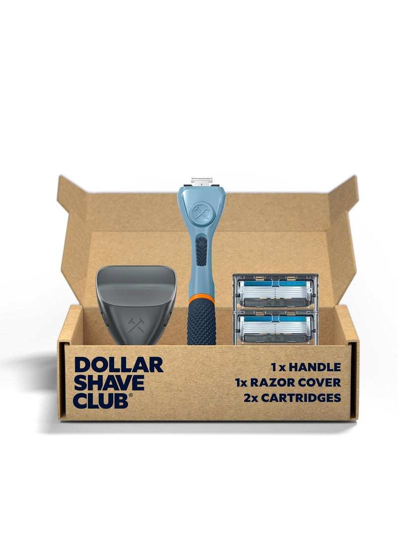 DOLLAR SHAVE CLUB Dollar Shave Club  The Guest Pass Shave Set  2 Extra Close Refill Cartridges 1 Handle Blue 1 Razor Cover 