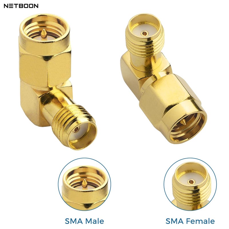 NETBOON SMA Male to SMA Female Right Angle 90-Degree Adapter, 50 Ohm RF Coaxial Jointer for WiFi, Radio Antennas, and Extension Cables – Pack of 2 - Image 5