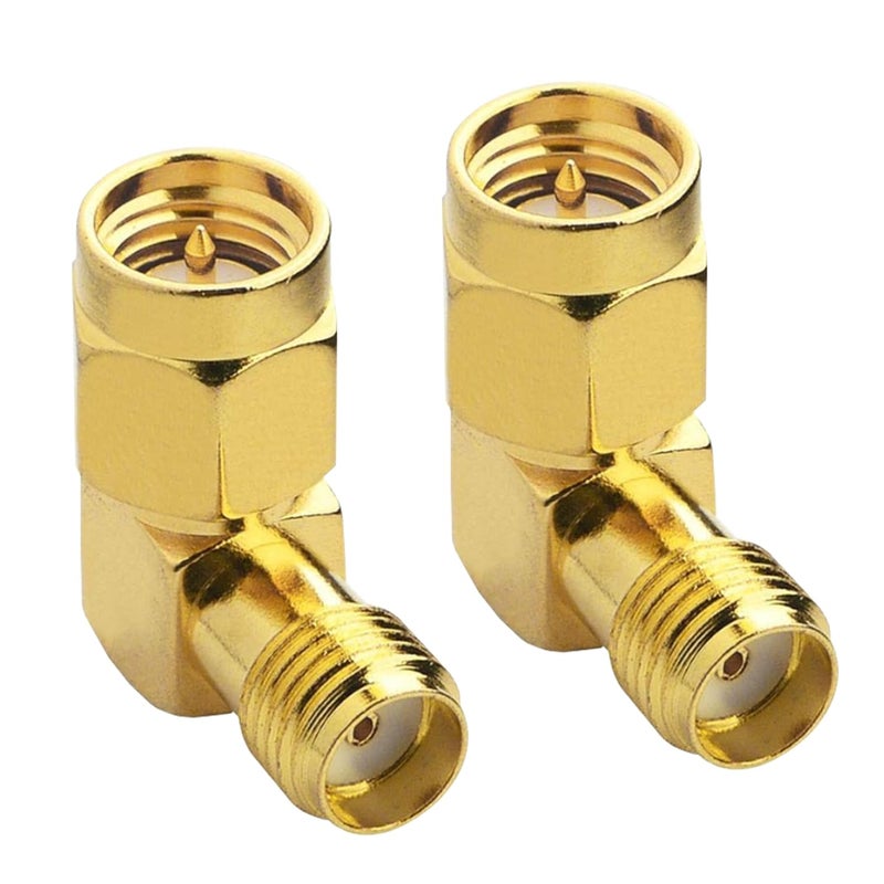 NETBOON SMA Male to SMA Female Right Angle 90-Degree Adapter, 50 Ohm RF Coaxial Jointer for WiFi, Radio Antennas, and Extension Cables – Pack of 2 - Image 1