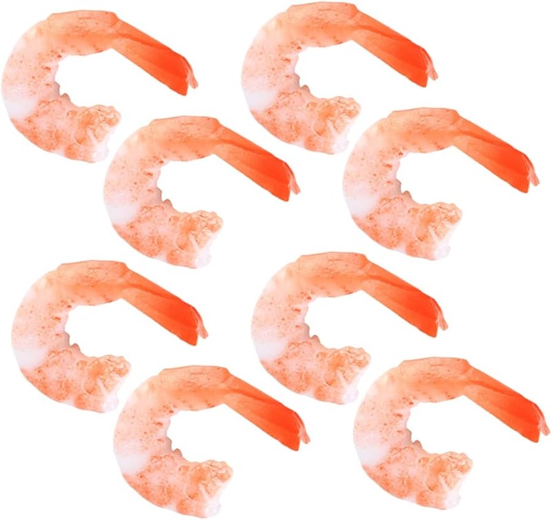 8Pcs Realistic Fake Peeled Shrimp Models For Food Photography Props Decoration - Image 1