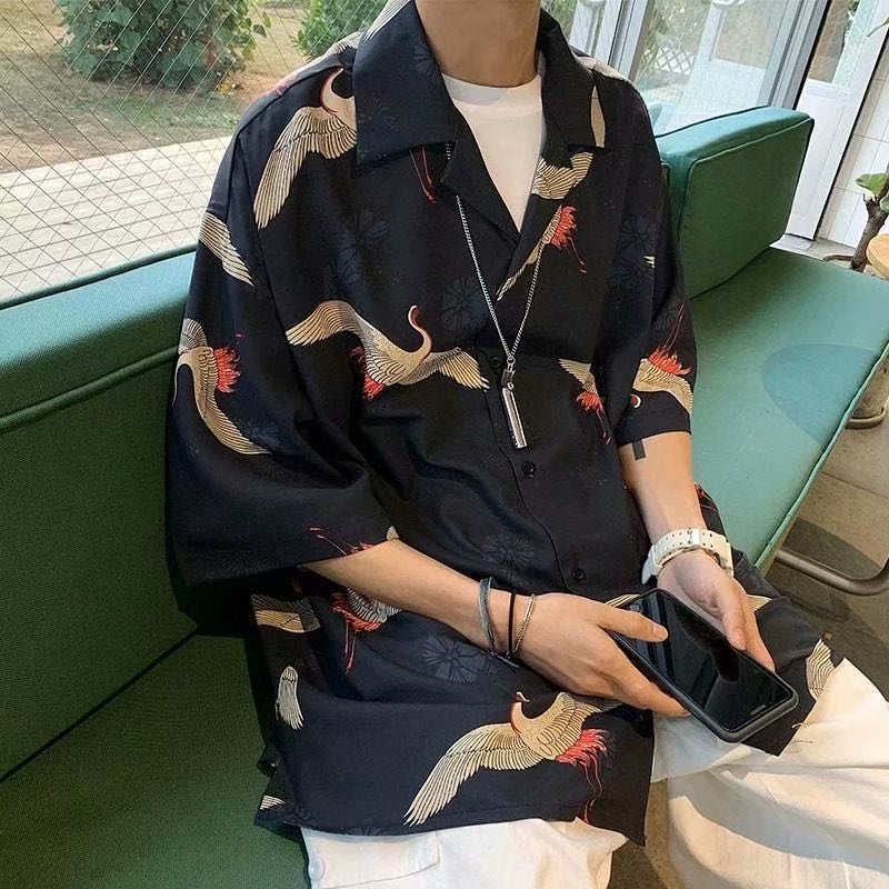 Japanese Retro Sun-Proof Kimono Shirt Mens White