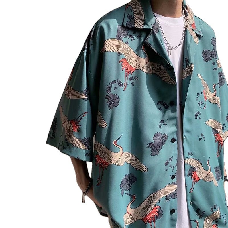 Japanese Retro Sun-Proof Kimono Shirt Mens White
