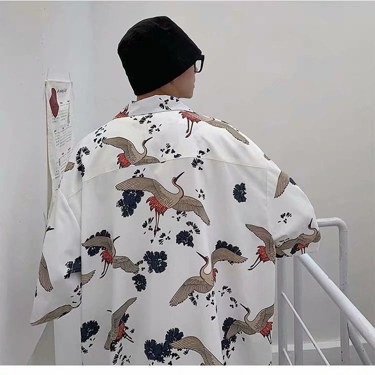 Japanese Retro Sun-Proof Kimono Shirt Mens White