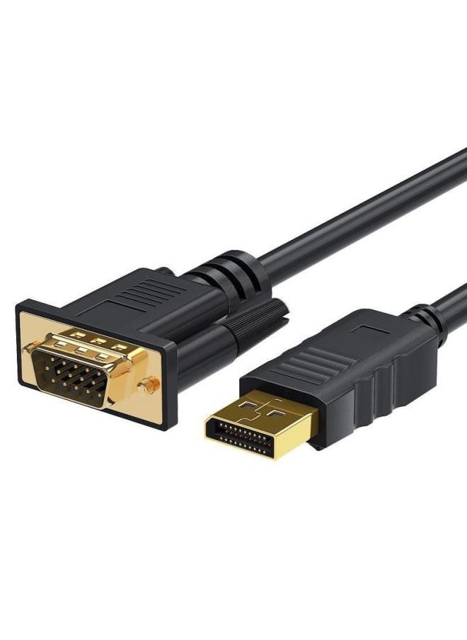 Dp To Vga Cable Converter Displayport Adapter Computer Graphics Card Connection Tv Monitor-Color:Black【 1.5m 】