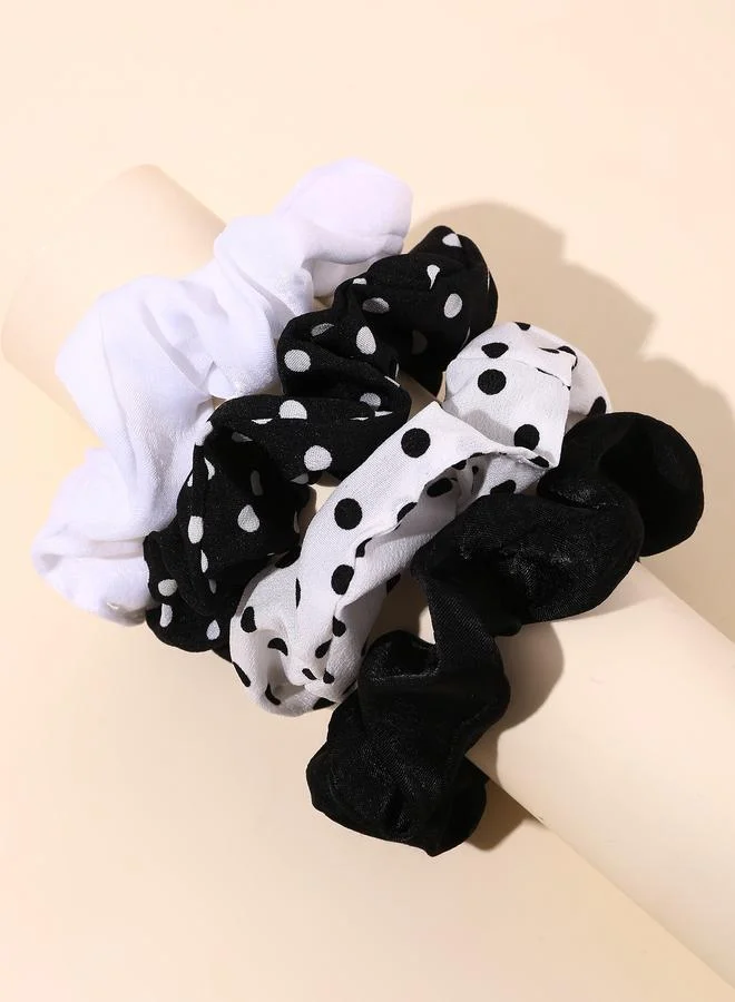 Take Two Set of 4 - Color Block Dot Pattern Dots Hair Tie Set