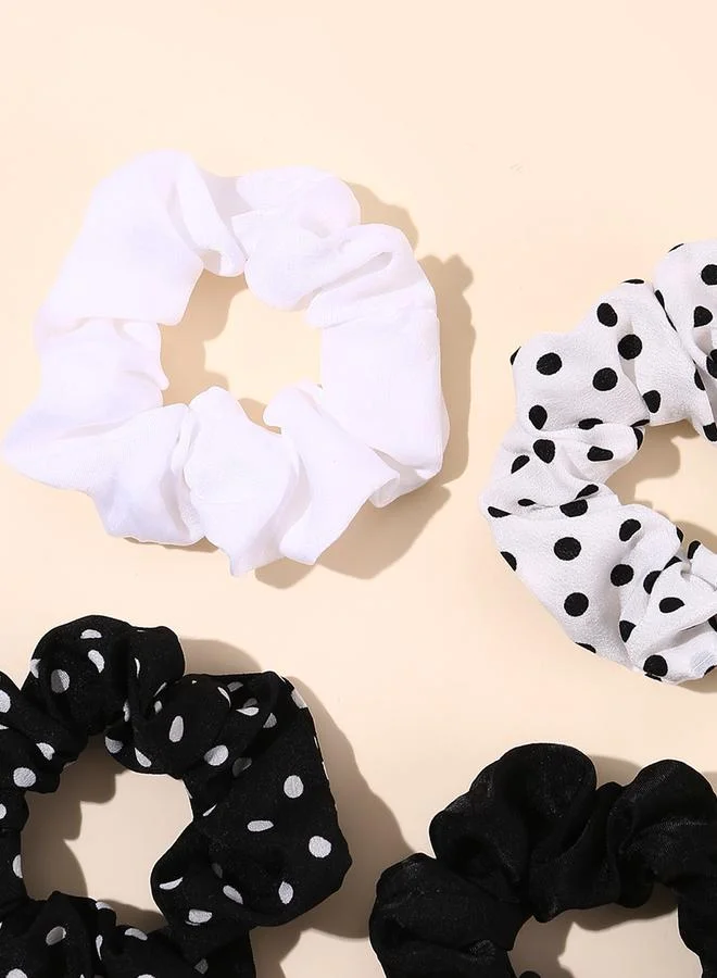Take Two  Set of 4 - Color Block Dot Pattern Dots Hair Tie Set for Women | Best Price UAE
