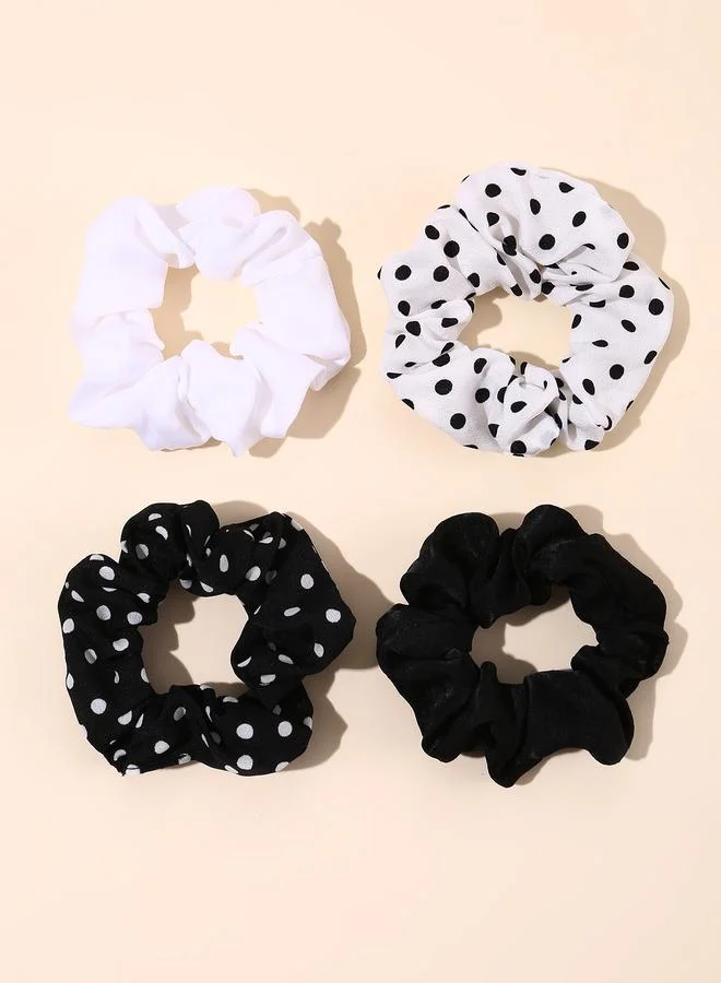 Take Two  Set of 4 - Color Block Dot Pattern Dots Hair Tie Set for Women | Best Price UAE
