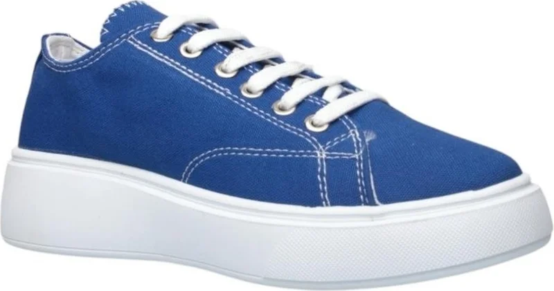 Liger Women's Comfortable Thick Sole Linen Sneakers Blue