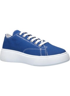 Liger Women's Comfortable Thick Sole Linen Sneakers Blue  - Image 2