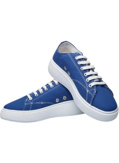 Liger Women's Comfortable Thick Sole Linen Sneakers Blue  - Image 3