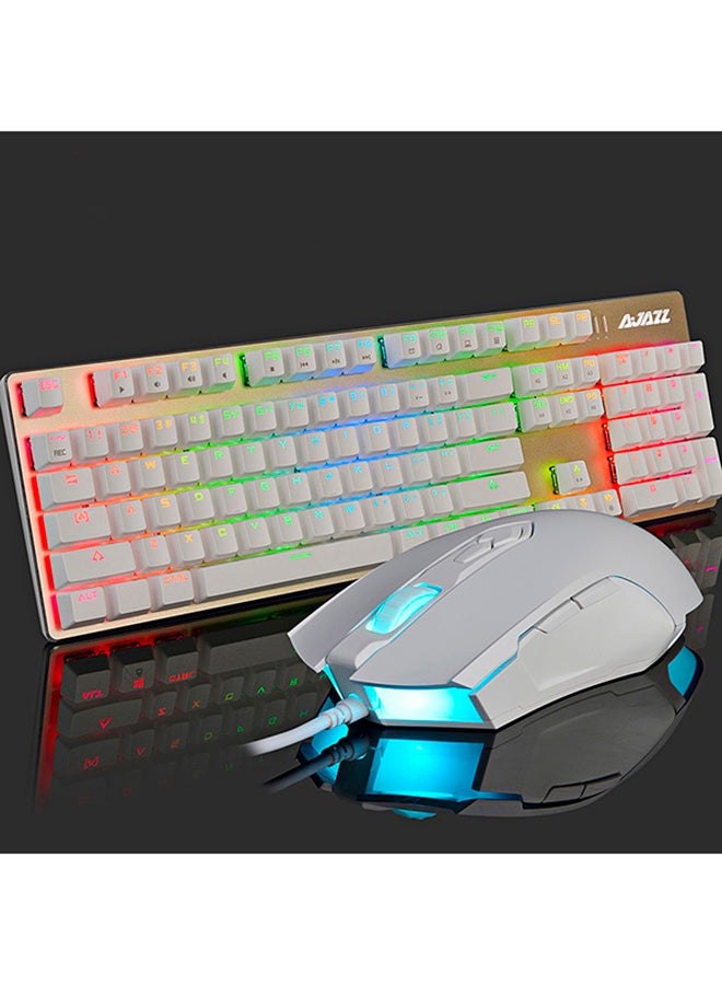 آجاز لوحة مفاتيح ميكانيكية وماوس RGB بسلك طراز AJ52 مع ضوء LED خلفي أبيض/أزرق/وردي/أحمر - Image 3