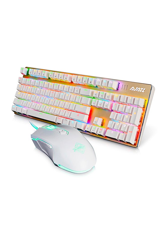 آجاز لوحة مفاتيح ميكانيكية وماوس RGB بسلك طراز AJ52 مع ضوء LED خلفي أبيض/أزرق/وردي/أحمر - Image 2