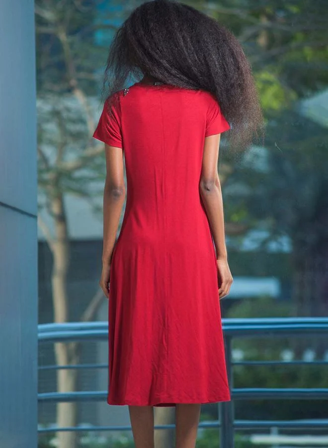 Virgio  Viscose Stretch Twisted Waist Dress for Women | Best Price UAE