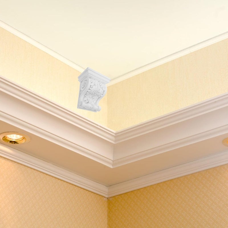 شفة شعاع PU بيضاء مع نقوش للكونترتوب، ورفوف المواقد، والعتبات، والأسقف المزخرفة - Image 5