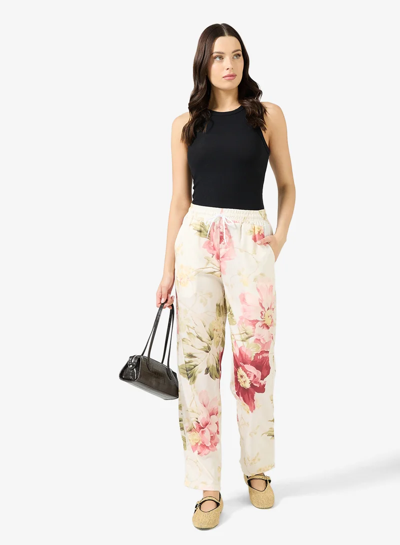 Ginger Floral Print Casual Comfort Fit Pants
