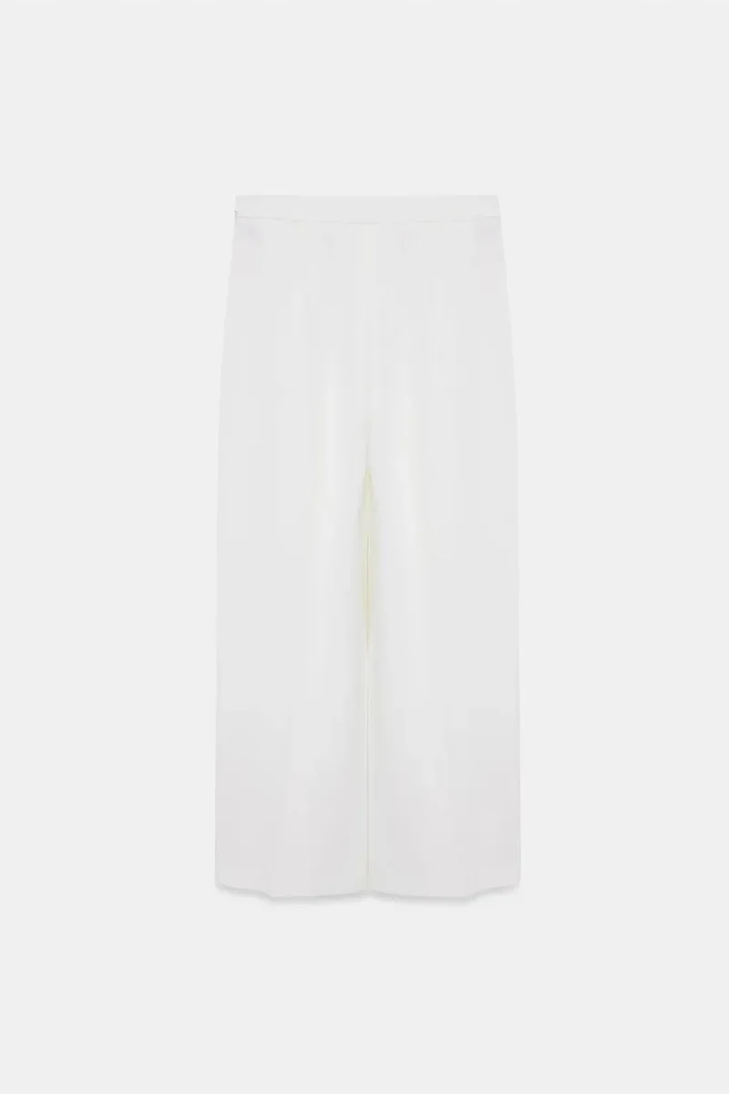 Dilvin White DILVIN Wide-leg Belted Crepe Trousers for Women | Best Price UAE