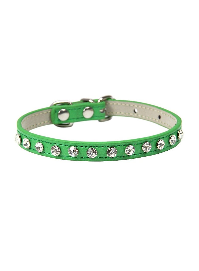 ماركة غير محددة طوق للقطط مزين بالألماس لون أخضر مقاس ٣٠  سم - Image 1
