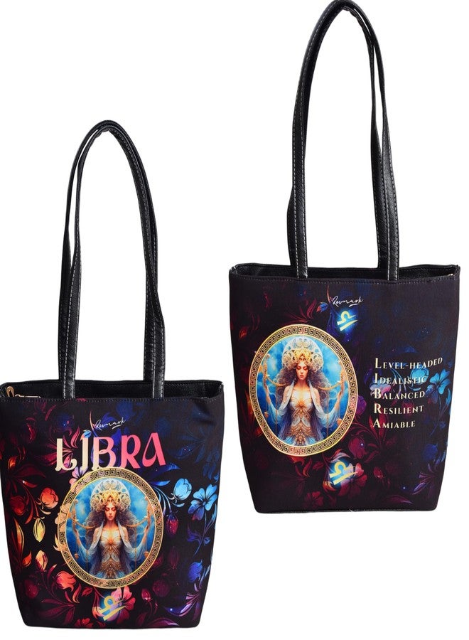 Revmark Zodiac Signature Tote Bag for Women - LIBRA Edition | Dual Compartment | Pu Leather | Spacious | Pack of 1 - Image 1