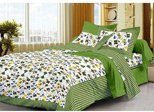 BedZone 100 Cotton Double BedSheet for Double Bed with 2 Pillow Covers Set Queen Size Bedsheet Series 180 TC 3D Printed Pattern