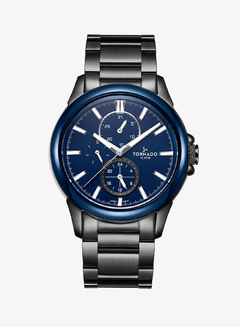 Tornado Men's Solid stainless steel with Polished outer links and brushed center links. Multi Function Watch T6107-XBXL - 45mm mm