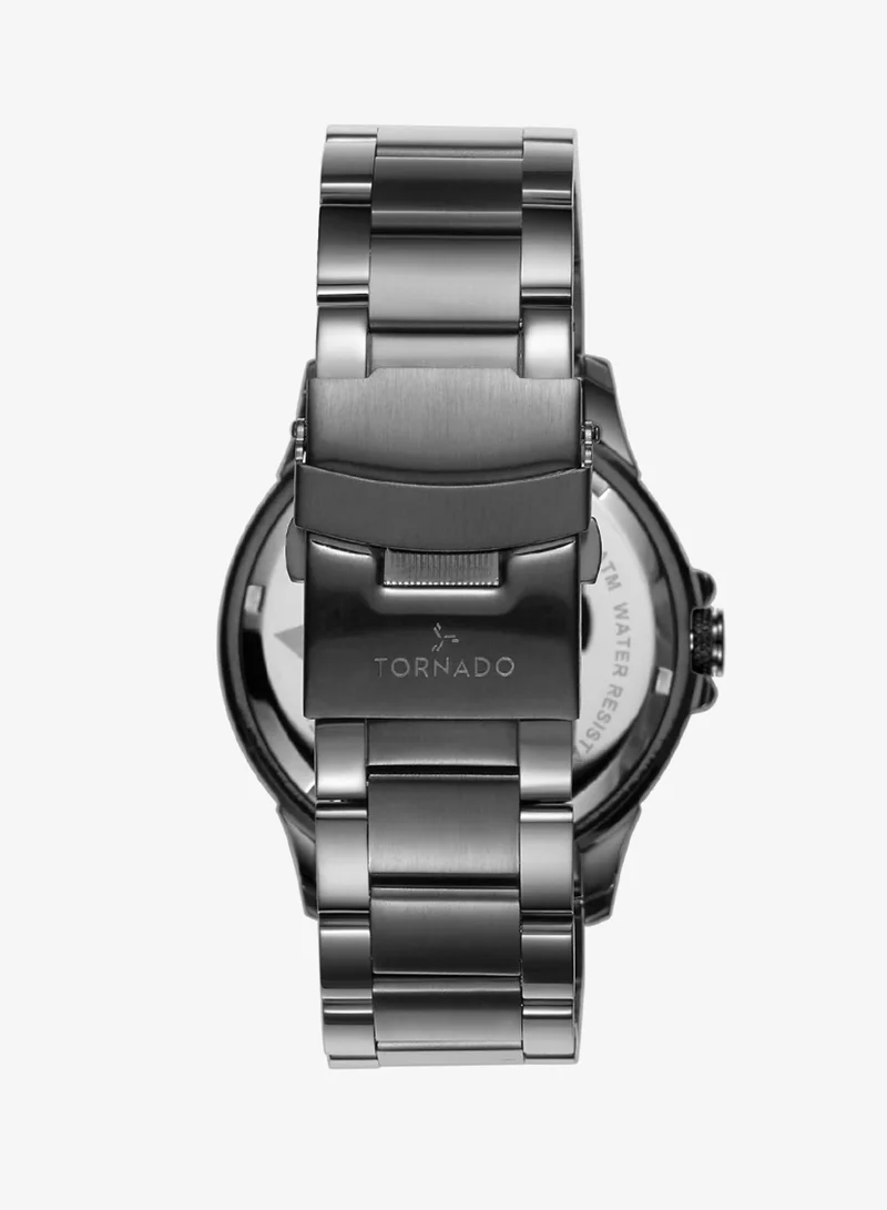 Tornado Blue Men's Solid stainless steel with Polished outer links and brushed center links. Multi Function Watch T6107-XBXL - 45mm mm for Men | Best Price UAE