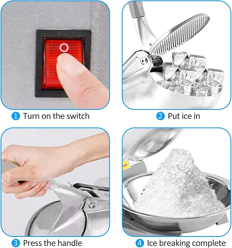 XENGVA Electric Shaved Ice Machine Manual Ice Crusher Ice Gola Shaver and Snow Cone MachineHand Crank Ice Crusher Commercial Ice Grinder Ice Cream Smoothie Falooda Juice Maker Summer Special - Image 5