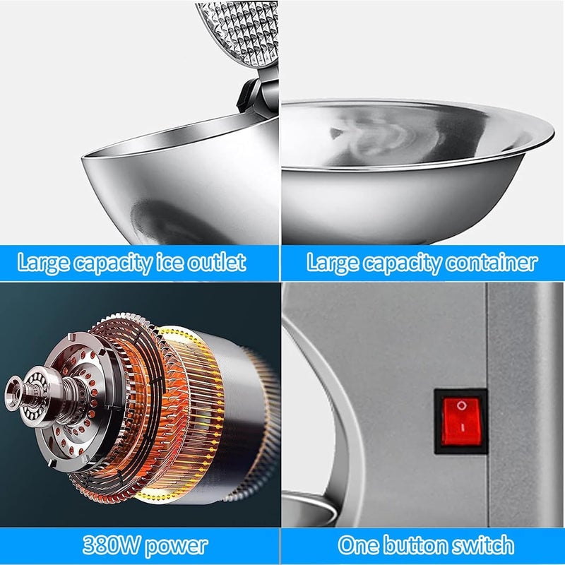 XENGVA Electric Shaved Ice Machine Manual Ice Crusher Ice Gola Shaver and Snow Cone MachineHand Crank Ice Crusher Commercial Ice Grinder Ice Cream Smoothie Falooda Juice Maker Summer Special - Image 4