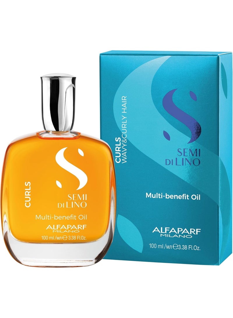 Alfaparf Milano SEMI DI LINO  Multi-benefit Oil CURLS WAVY & CURLY HAIR 100 ml / 3.38 Fl.Oz. - Image 3