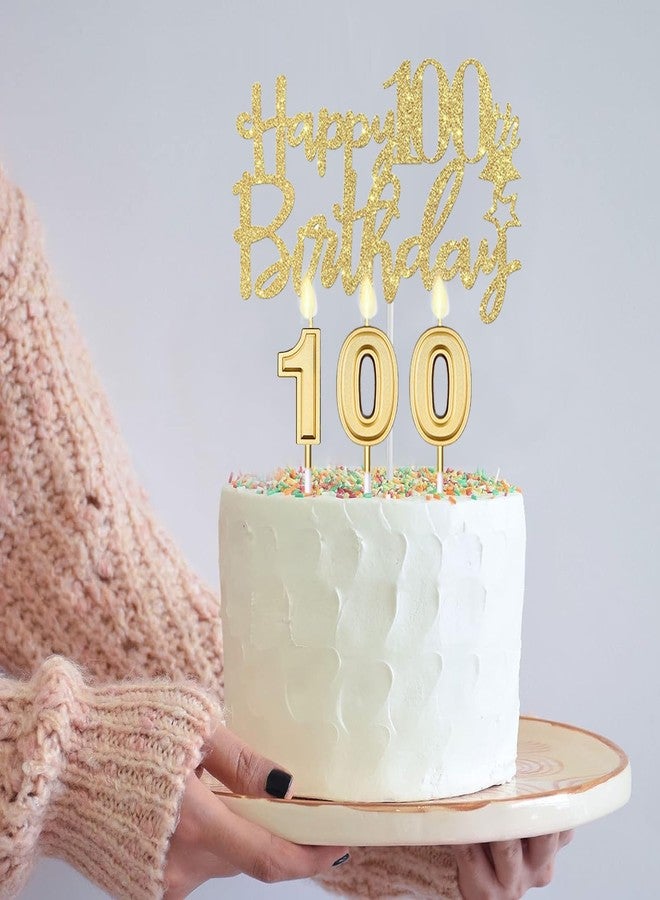YeohJoy 100th Birthday Decorations Women Gold with Crown and Sash, Candles and Cake Topper, Number Balloons, Happy 100th Birthday Party Gifts Supplior - Image 3
