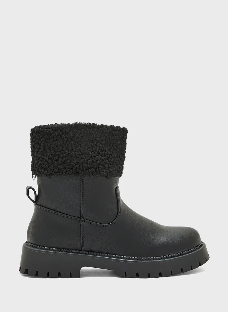 Truffle Faux Shearling Chunky Boots