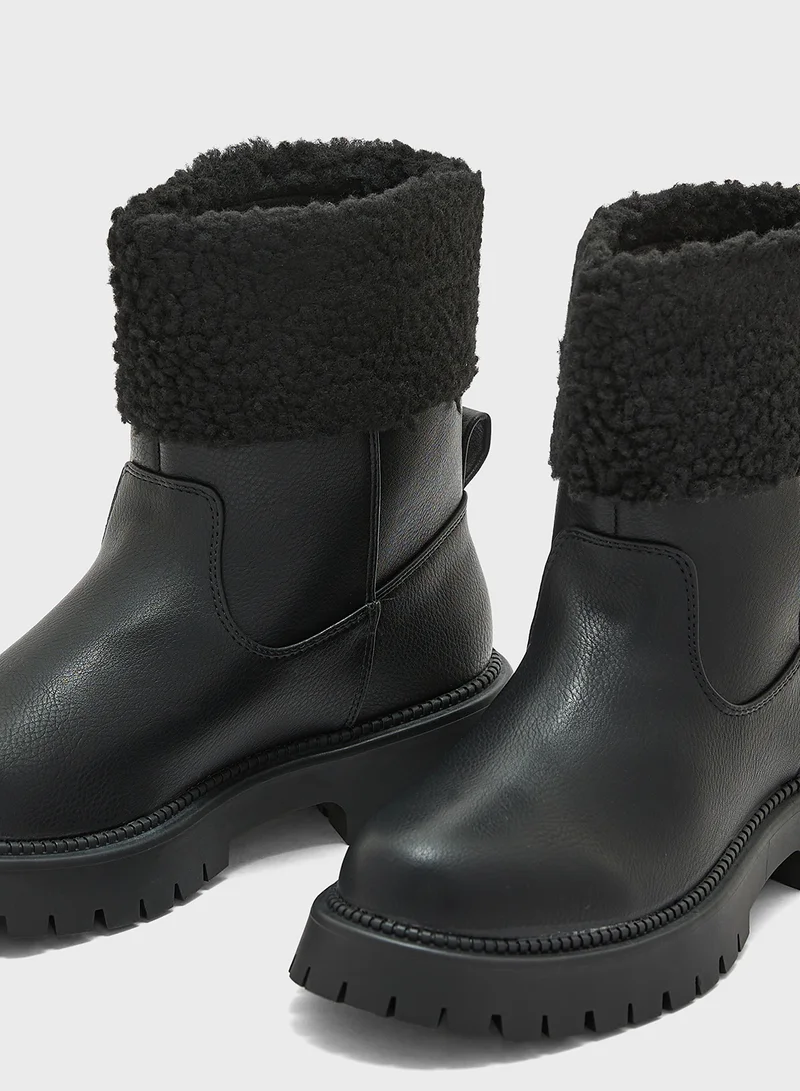 Truffle Faux Shearling Chunky Boots