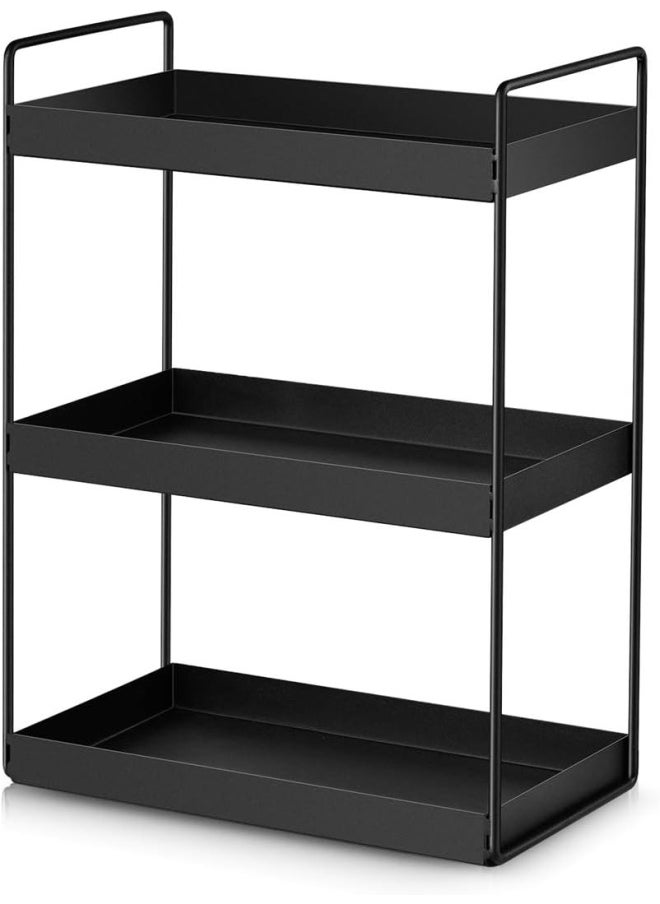 Generic Aisung 3-Tier Bathroom Countertop Organizer Vanity Tray Cosmetic And Makeup Storage Kitchen Spice Rack Standing Shelf, Black  - Image 1