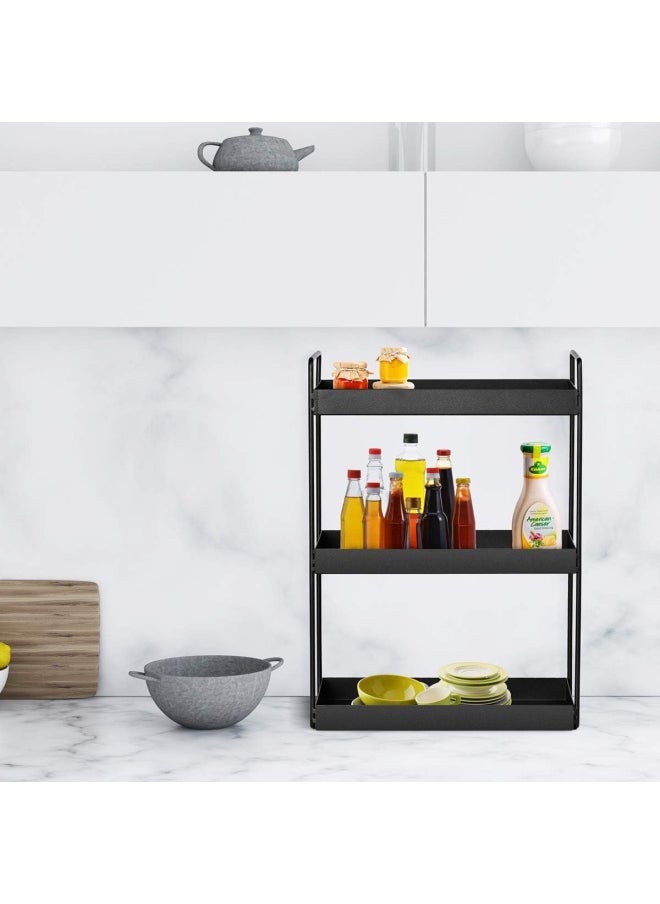 Generic Aisung 3-Tier Bathroom Countertop Organizer Vanity Tray Cosmetic And Makeup Storage Kitchen Spice Rack Standing Shelf, Black  - Image 5