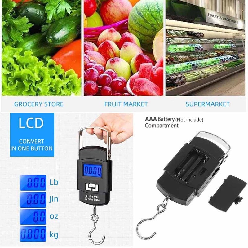 Portable Luggage Scale 50kg/110lb Electronic Digital Suitcase Weight Scale with Hook - Image 4