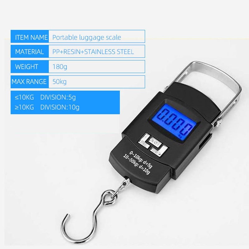 Portable Luggage Scale 50kg/110lb Electronic Digital Suitcase Weight Scale with Hook - Image 5