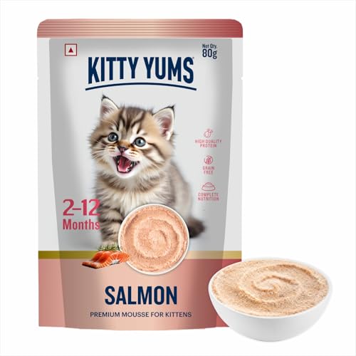 Kitty Yums Kitten Wet Mousse 80g | Salmon | Rich in Protein | Promotes Hydration & Easy to Digest | Grain Free | No Artificial Flavours | Packed with Essential Vitamins & Antioxidants - Image 1