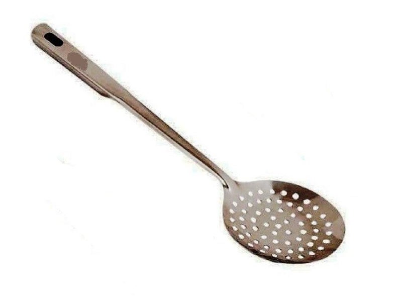 RJ kitchenware Store Stainless Steel Skimmer, Silver Stainless Steel JHara/Skimmer/Strainer Steel Frying Spoon/deep Fry for Kitchen (Silver) Pack of 1 - Image 5