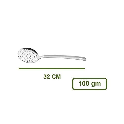RJ kitchenware Store Stainless Steel Skimmer, Silver Stainless Steel JHara/Skimmer/Strainer Steel Frying Spoon/deep Fry for Kitchen (Silver) Pack of 1 - Image 3