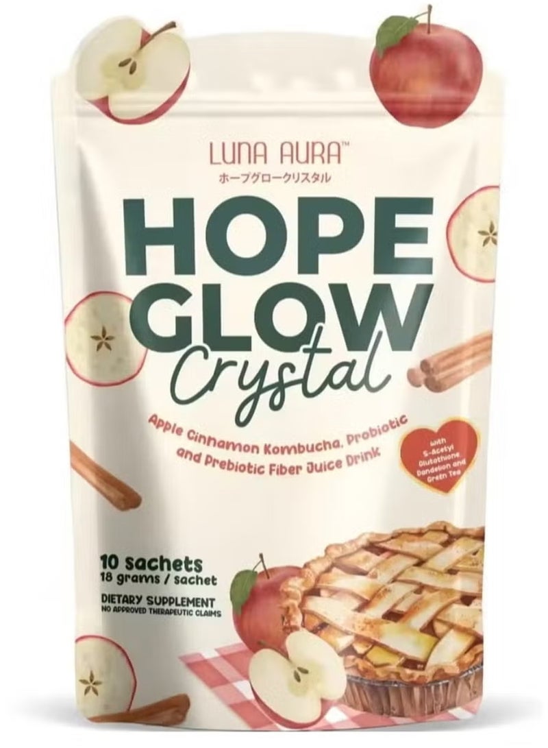 لونا أورا مشروب عصير لونا أورا هوب جلو بنكهة التفاح الكريستالي والقرفة والكومبوتشا والألياف الحيوية والبريبايوتيك