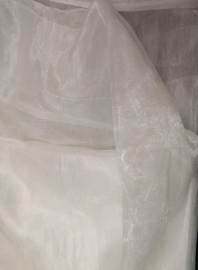 3A Featuretail 42inch Width Organza Tissue Net Fabric for Decoration, Fruit/Dryfruit/Gift & Trousseau Tray Packing (5Mtr, White Color) - Image 4